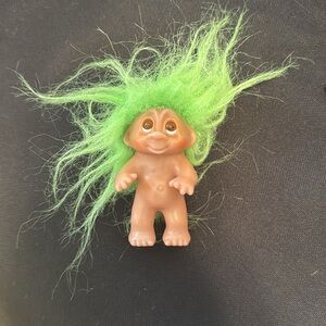 Vintage 1985 Troll Doll Green hair 3” Norfin DAM Made in china (no clothes)